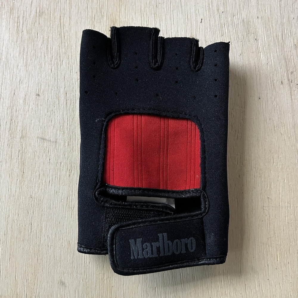 Vintage Marlboro Fingerless Neoprene Workout Glove Black Red Size Large Single